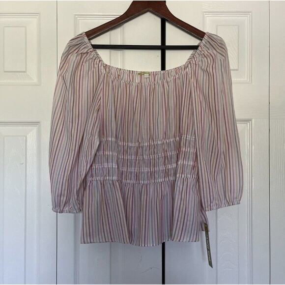 NWT Gianni Bini Alice Top White Stripe Size Large - Picture 1 of 7